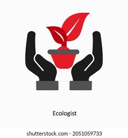 Ecologist or Save Plants Icon Concept