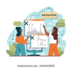 Ecologist. Scientist taking care of nature and study the environment. Air, soil and water protection and global climate conservation. Flat vector illustration