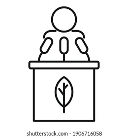 Icono de altavoz ecologista. Icono del vector del altavoz ecologista de esquema para diseño web aislado en fondo blanco