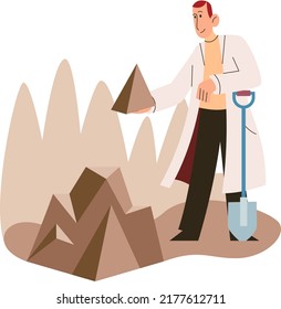 Ecologists scientists conduct research, take care of Earth and nature. Researchers study flora, fauna and environment. Soil of planet water protection metaphor concept. Ecological activist scenes set