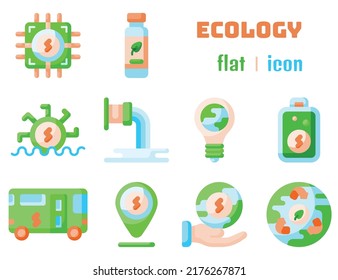 Ökologie. 10 Icon-Set sind flach.