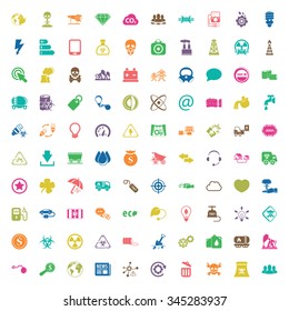 ecology 100 icons set for web flat
