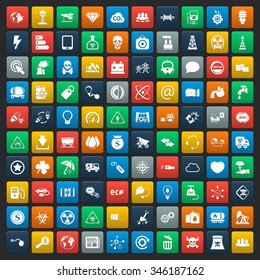 ecology 100 icons set for web flat