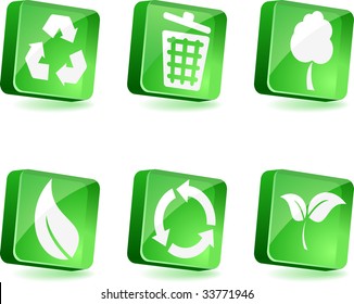 Ecology 3d icons. Vector illustration.