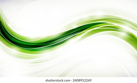 Ecology abstract vector background. Natural flow energy concept backdrop. Green wave design promoting sustainability and organic harmony