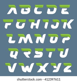 Ecology alphabet with green leaf. 