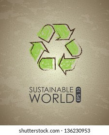 Ecology arrow over vintage background vector illustration