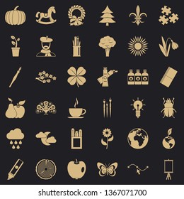 Ecology art icons set. Simple style of 36 ecology art vector icons for web for any design