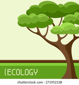 Ecology background design with abstract stylized tree.
