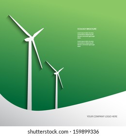 Ecología de fondo eps10 diseño vectorial con turbinas eólicas adecuadas para presentaciones, infografías, volantes, folletos, etc.