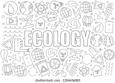 Ecology background from line icon. Linear vector pattern. Vector illustration