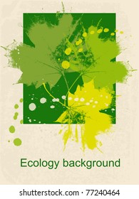 Ecology background - maple leaves on old paper