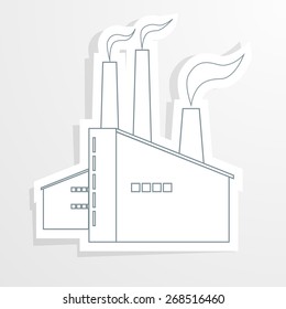 Ecology background with paper industrial objects, smoke and fire. 