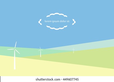  Ecology background for presentations, websites, infographics with windmills. The landscape with wind turbines.