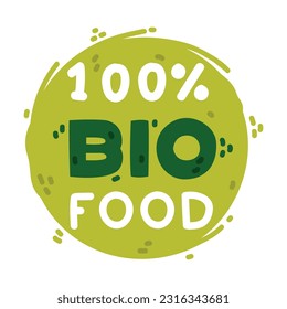 Ecology Badge and Green Eco Label with Bio Food Inscription Vector Template