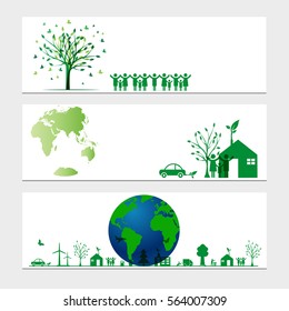 Ecology banner with green elements