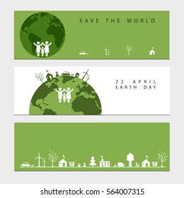 Ecology banner with green elements