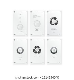 Ecology banner. Zero waste vector social media stories. Vector recycling symbol with Earth planet. Reuse Reduce Recycle. here is no planet B. Earth day.