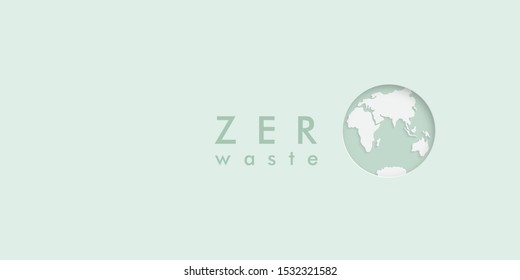 Ecology banner. Zero waste vector banner . Earth planet. Green vector illustration. Reuse Reduce Recycle. Earth day. Conscious consumption.