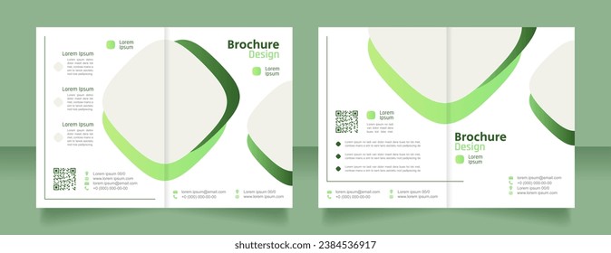 Ecology bifold brochure template design. Half fold booklet mockup set with copy space for text. Editable 2 paper page leaflets. Secular One Regular, Rajdhani-Semibold, Arial fonts used