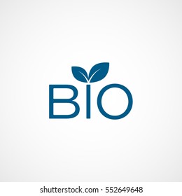 Ecology BIO Emblem Blue Flat Icon On White Background