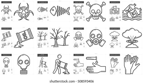 Ecology biohazard vector line icon set isolated on white background. Ecology biohazard line icon set for infographic, website or app. Scalable icon designed on a grid system.