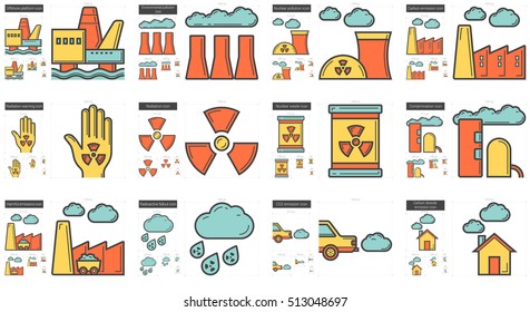 Ecology biohazard vector line icon set isolated on white background. Ecology biohazard line icon set for infographic, website or app. Scalable icon designed on a grid system.