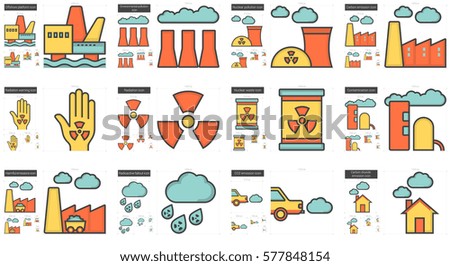 Ecology biohazard vector line icon set isolated on white background. Ecology biohazard line icon set for infographic, website or app. Scalable icon designed on a grid system.