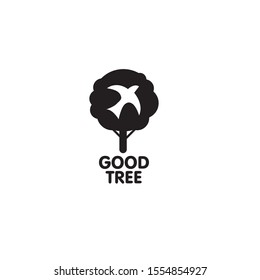 Ecology bird and green tree logo symbols