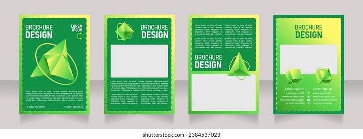 Ecology blank brochure design. Template set with copy space for text. Premade corporate reports collection. Editable 4 paper pages. Bahnschrift SemiLight, Bold SemiCondensed, Arial Regular fonts used