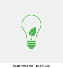 ecology blub and leaf vector icon renewable energy concept icon