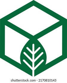 Vector de logotipo de planta de caja ecológica