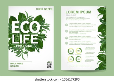 ecology brochure flyer design layout template in A4 size, eco life and green concept, Vector