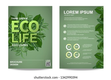 ecology brochure flyer design layout template in A4 size, eco life and green concept, Vector