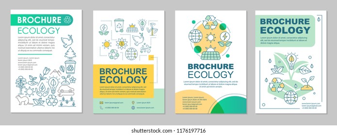 Ecology brochure template layout. Environment protection. Flyer, booklet, leaflet design with linear illustrations. Saving planet. Vector page layouts for magazines, annual reports, advertising poster