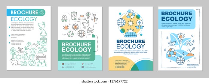 Ecology brochure template layout. Environment protection. Flyer, booklet, leaflet print design with linear illustrations. Saving planet. Vector pages for magazines, annual reports, advertising posters