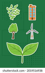 ecology and building icon set