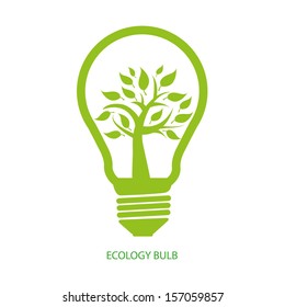 ecology bulb, green eco concept, tree inside light bulb vector