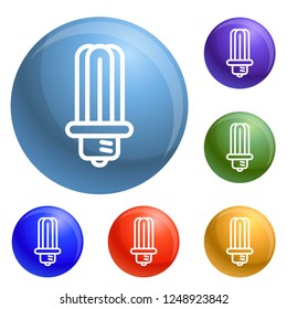 Ecology bulb icons set vector 6 color isolated on white background