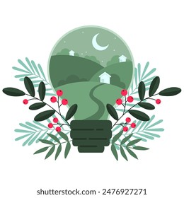 Ecology bulb lamp. Energy saving lamp symbol, icon. Eco Friendly. Environment conservation. Eco concept and green power