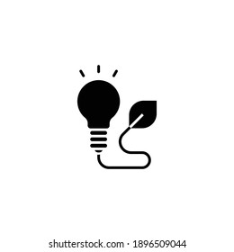 Ecology bulb lamp with leaf icon. Energy saving lamp vector icon. Eco world, green leaf symbol. Lightbulb sign. Sustainable ecological energy vector illustration.