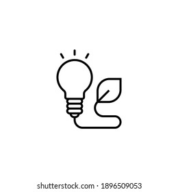 Ecology bulb lamp with leaf icon. Energy saving lamp vector icon. Eco world, green leaf symbol. Lightbulb sign. Sustainable ecological energy vector illustration.