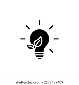 Ecology bulb lamp with leaf icon. Energy saving lamp symbol, Eco friendly on white background