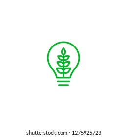 Ecology bulb lamp with leaf logo. Save energy, plant and nature concept.  Vector.
