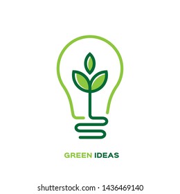 Ecology Bulb Lamp With Leaf Logo. Energy Saving Lamp Symbol, Icon. Eco Friendly, Eco World, Green Leaf, Energy Saving Lamp Symbol.