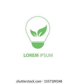 Ecology bulb lamp with leaf logo. Energy saving lamp symbol, icon. Eco Friendly, Eco world, energy saving lamp symbol.