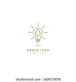 Ecology bulb lamp with leaf logo. Energy saving lamp symbol (6)