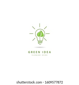 Ecology bulb lamp with leaf logo. green leaf logo (5)