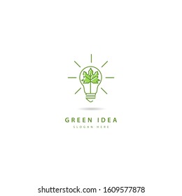 Ecology bulb lamp with leaf logo. green leaf logo (9)