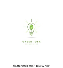 Ecology bulb lamp with leaf logo. green leaf logo (1)